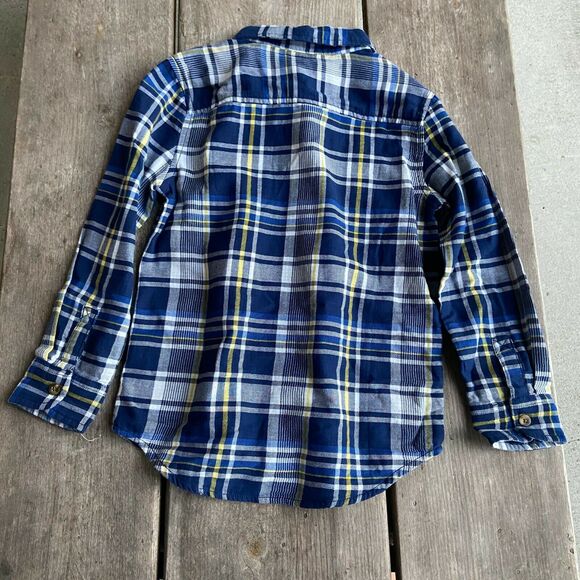 Crazy‎ 8 Blue Yellow White Plaid Double Weave Shirt NEW NWT Size Small 5 6 - Picture 6 of 8